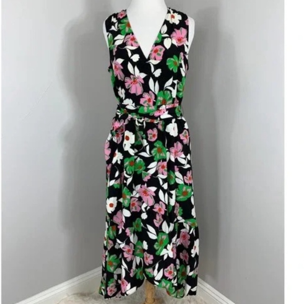 Who What Wear Ruffle Wrap Dress Bright Bold Floral Pretty Spring Summer 80’s new